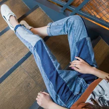 Женские джинсы, новинка, тонкие, с заплатками, рабочие штаны, винтажные, с высокой талией, джинсы для женщин, s, деним, длина по щиколотку, свободные, рваные, джинсы для женщин