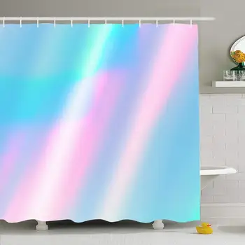 

Shower Curtain Set with Hooks 72x78 Modern Isolated Holographic Layout Defocused Blue Brochure Backdrop Banner Abstract Foil