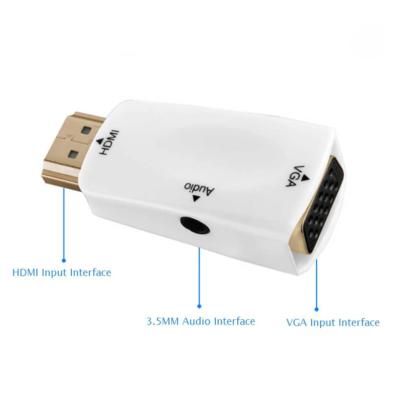 Адаптер hdmi-vga аудиокабель конвертер мужчин и женщин HD 1080P для ПК ноутбука ТВ коробка Компьютерный дисплей кабель проектора