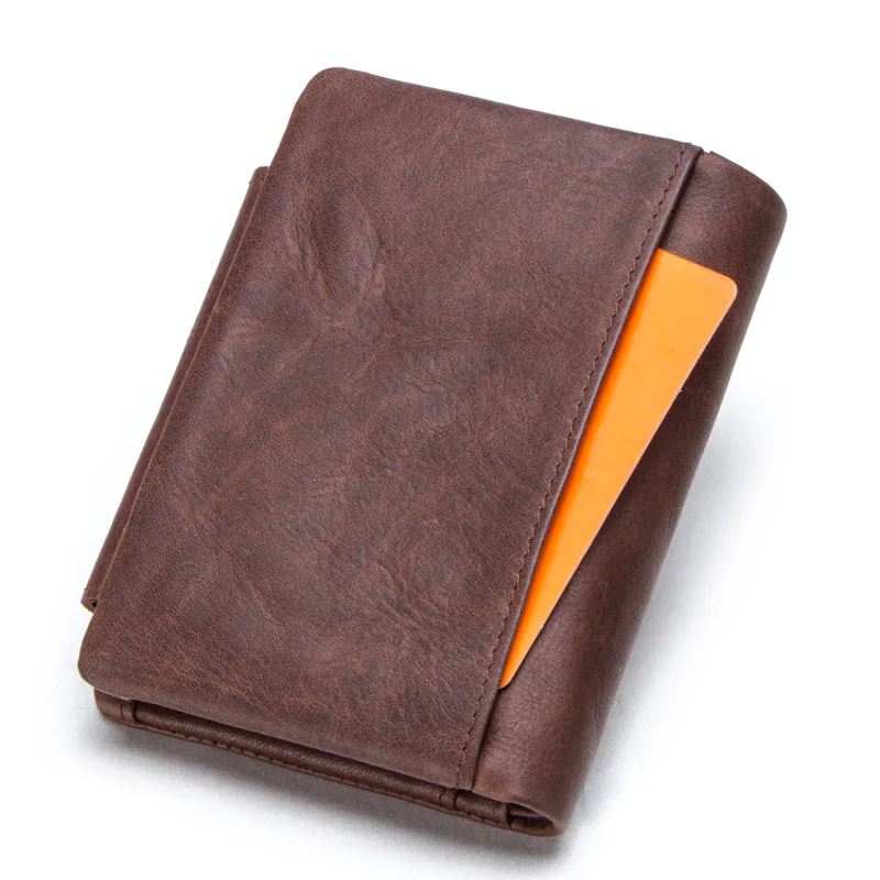 Для мужчин Кошелек Ретро Crazy Horse кожа Tri-Fold короткая Для мужчин женских сумок