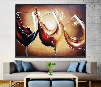 

Hand painted abstract art red wine on canvas oil painting for wall pictures Home Decor Art