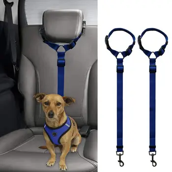 

2 Packs Dog Cat Safety Seat Belt Strap Car Headrest Restraint Adjustable Nylon Fabric Dog Restraints Vehicle Seatbelts Harness