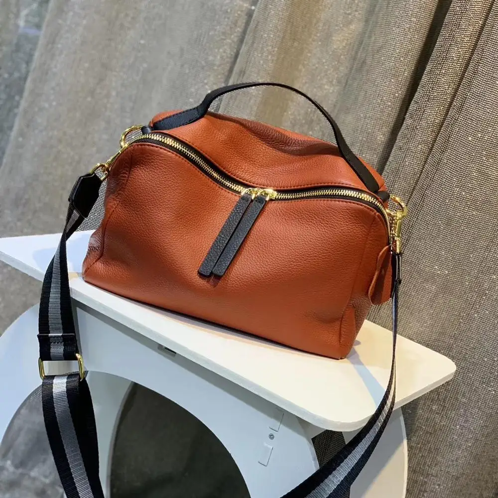 

Genuine Leather shoulder bags Medium sized totes bag Very soft and elastic real leather crossbody bags