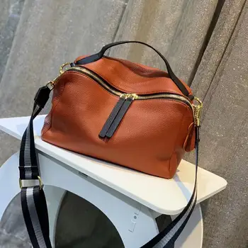 

Genuine Leather shoulder bags Medium sized totes bag Very soft and elastic real leather crossbody bags