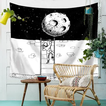 

Home decoration modern style Space astronaut tapestry new printed background cloth wall blanket beach tapestry farmhouse decor