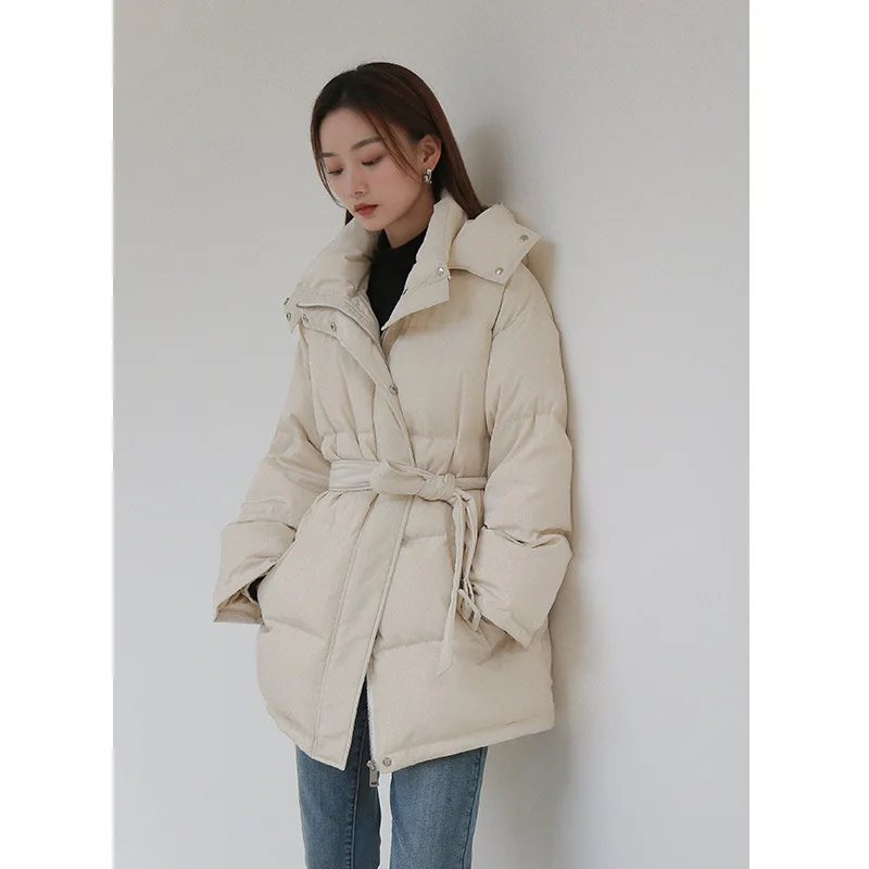 Плотное 90% белое пуховое пальто для женщин, зимнее теплое однотонное женское пуховое пальто на молнии, теплая женская пуховая парка высокого качества