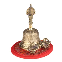 Tibetan Buddhist Bell Bronze Hand Bell with Vajra Padding for Meditation Prayer
