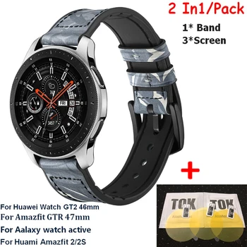 

Screen Protectors Film For Huawei Watch GT2 47mm Aalaxy watch active Watch Band Leather Strap for Amazfit 2/2S GTR 47mm Bracelet