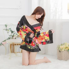 Горячая кимоно платье кардиган расклешенные рукава игра Япония кимоно искушение нижнее белье-кимоно japones эротический Косплей