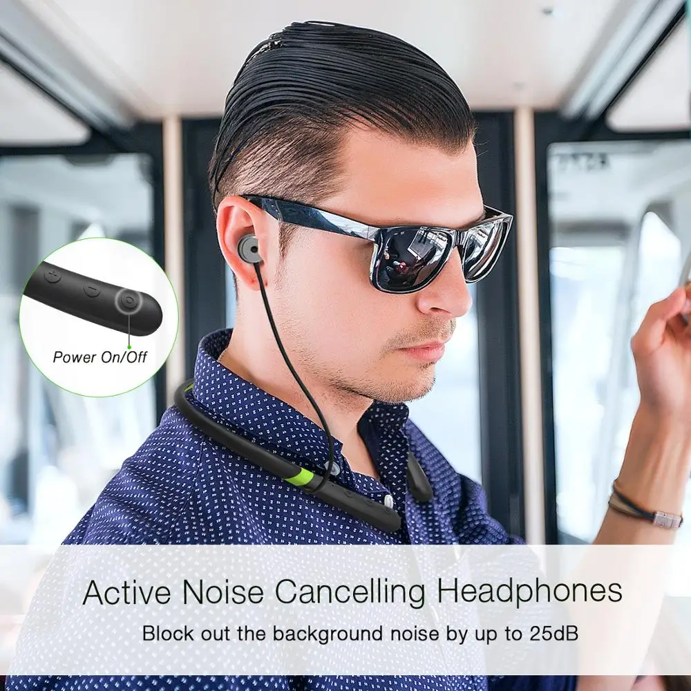 Mpow A5, активные наушники с шумоподавлением и шейным ремешком, Bluetooth, беспроводная гарнитура, IPX6, структурная, водонепроницаемая, магнитная, для Spoarts