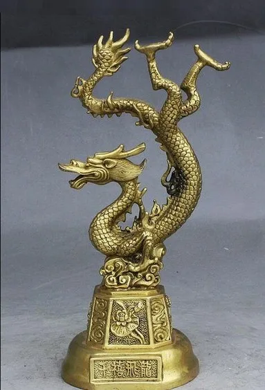 YM 308 9&quot China Fengshui Brass fly Dragon Zodiac Animal Auspicious Lucky Statue | Дом и сад