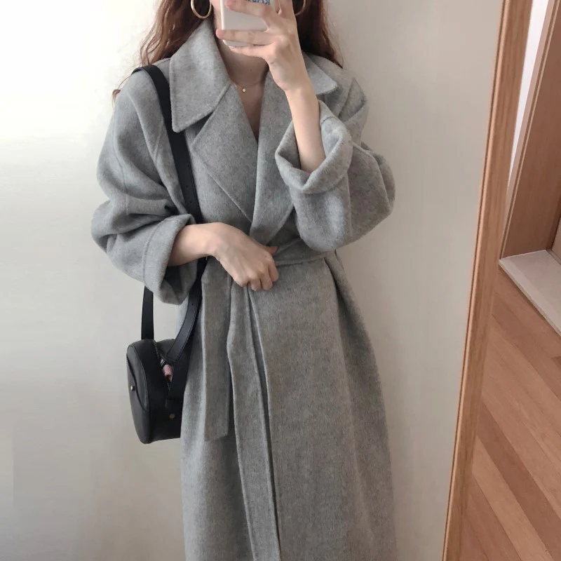 

Women Korean Winter Long Overcoat Outwear Coat Loose Oversize Cardigans Female 2019 Long Sleeve Elegant Autumn Coats Feminino