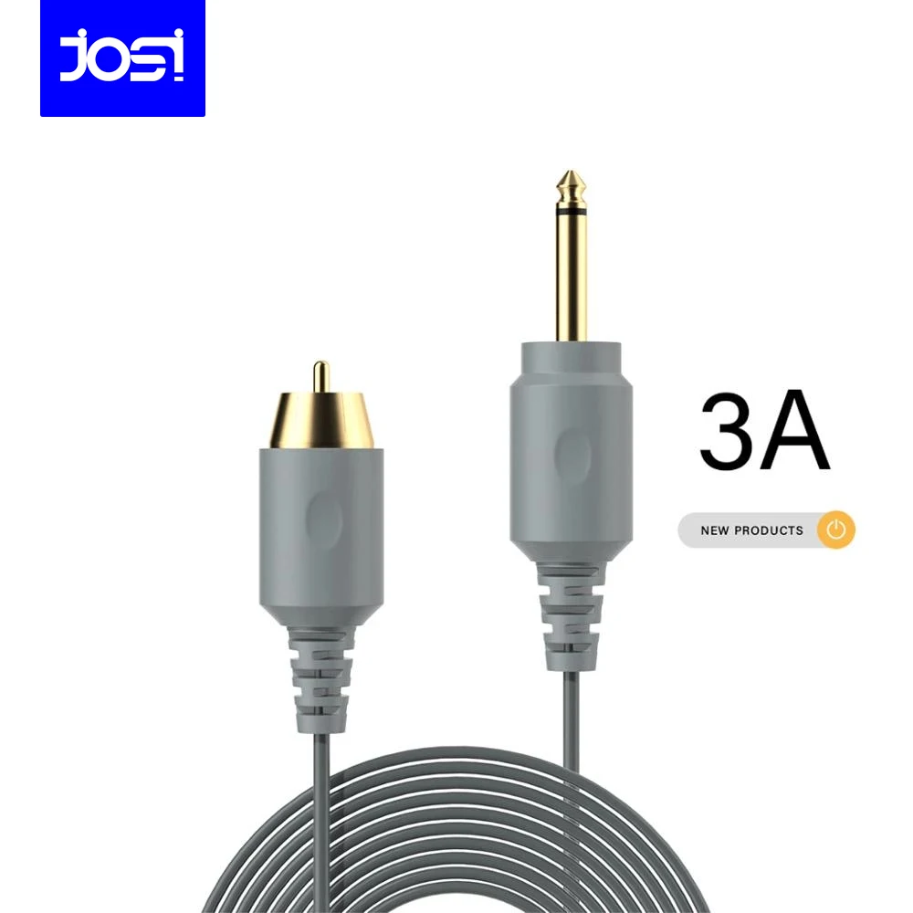 JOSI Tattoo Power Supply 3A Tattoo Clip Cord 2M Length Straight Power Cable For Tattoo Machine Power Supply josi tattoo power supply accessory 3a 2m length elbow rca cable for tattoo machine soft fireproof silicone connector cable