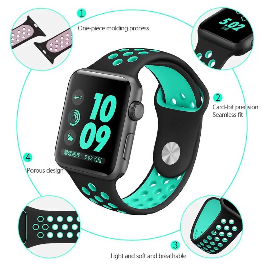 Силиконовый ремешок для Apple watch band 42 мм 44 iwatch 38 40 спортивный браслет наручные часы 3