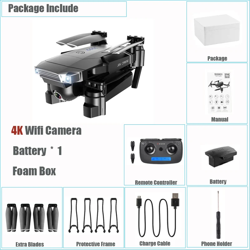 Радиоуправляемый Дрон с камерой 4K HD Wifi FPV Квадрокоптер игрушечный вертолет с двойной камерой оптический поток Следуйте за мной Дрон ручной жестовой съемки - Цвет: 4K 1BATTERY Foambox