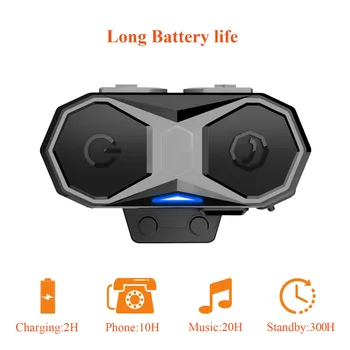 

WT005 Motorcycle Bluetooth Intercom Helmet Headset 1000M Hands-free Interphone Waterproof 2 Riders Full Duplex FM Radio