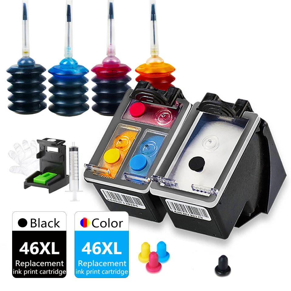 46xl Deskjet 2029 2529 4729 2020hc 2520hc 2025hc Printer Ink Cartridge Replacement For Hp Inkjet 46 Xl Ink Cartridges Aliexpress