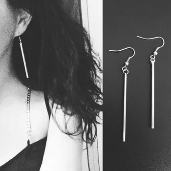 

Hot selling Long Minimalist Fine Cooper Stick Earrings Fashion Jewelry Dangle Earrings for women