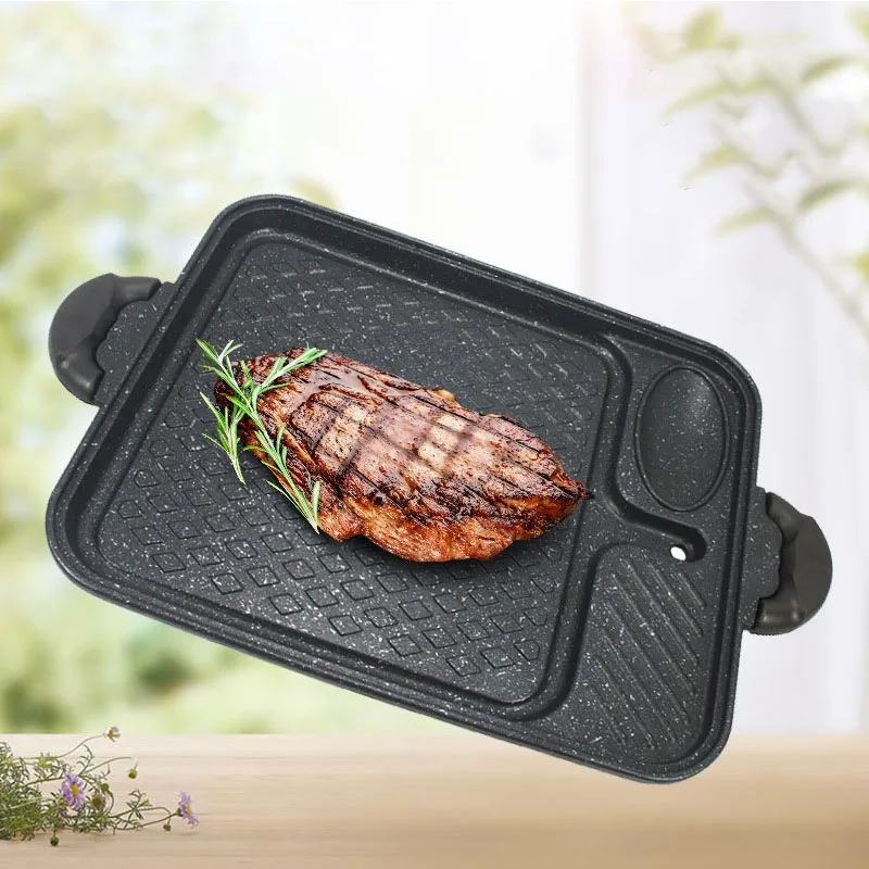 

Frying Pan Korean Induction Cooker Baking Tray Square Barbecue Tray Teppanyaki Smokeless Non-Stick Barbecue Pot Barbecue Supplie