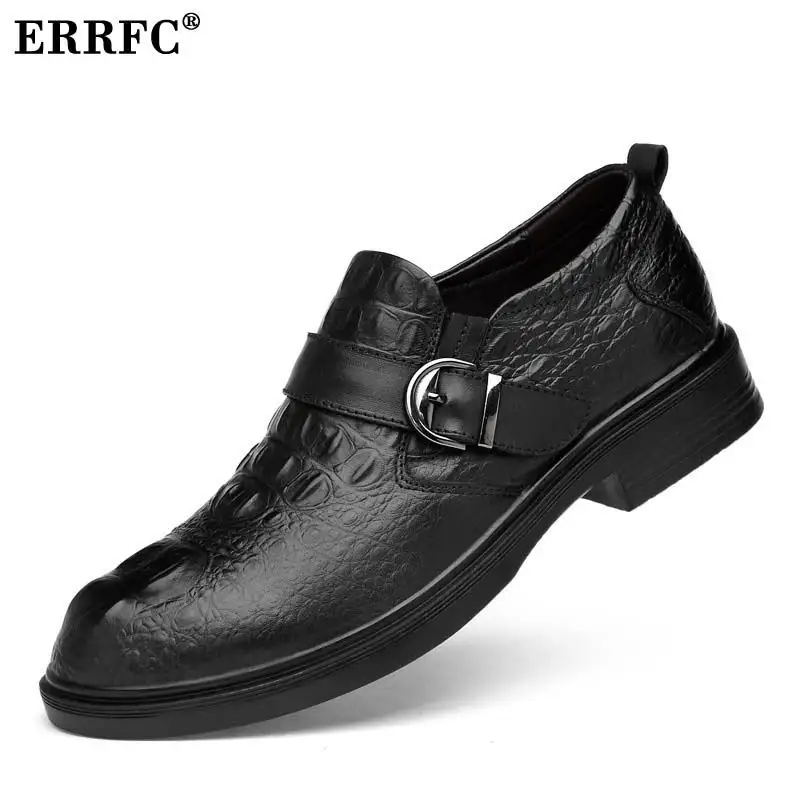 ERRFC/Дизайнерские мужские черные модельные туфли; Модные Дизайнерские офисные туфли с круглым носком и пряжкой в виде аллигатора; мужской большой размер 48 49