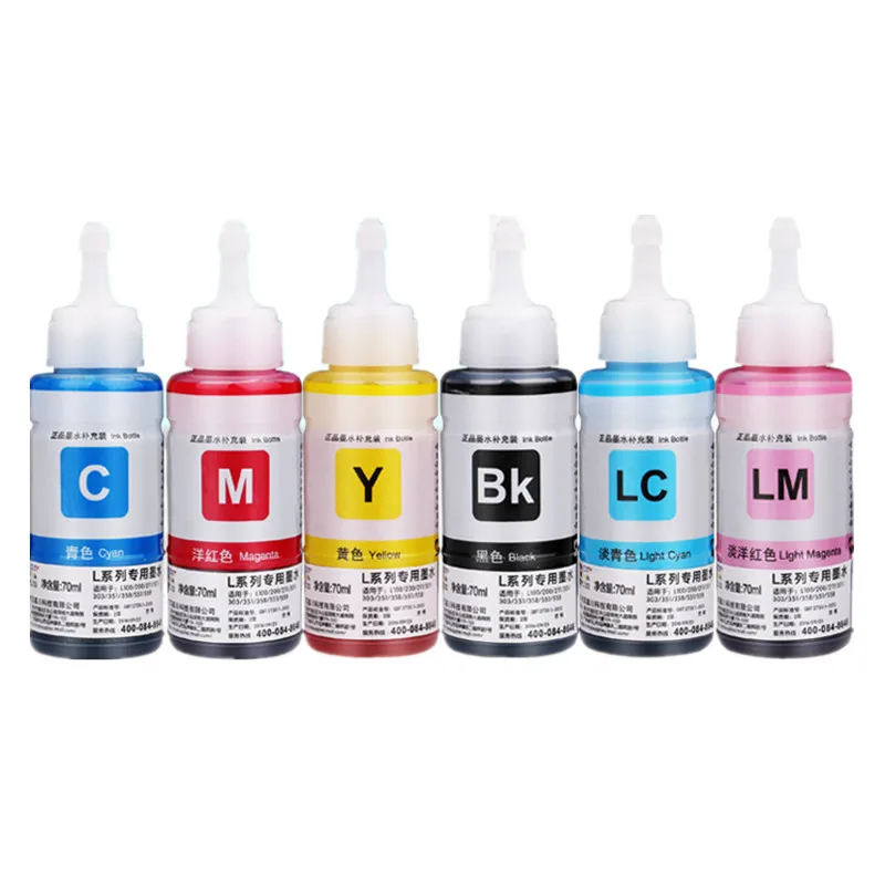 Dye ink Based Non 6 color Refill Ink Kit 70ml for Epson L800 L801 printer ink Cartridge No. T6731/2/3/4/5/6 dye ink kit ink refill kit dye ink refill ink cartridge refill kit ink refill