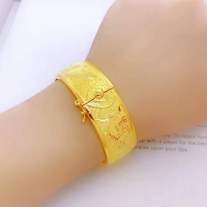 OMHXFC,, YM06, Европейская мода, для женщин, невесты, матери, вечеринки, дня рождения, свадьбы, подарок, дракон, Феникс, 24KT, золотистый браслет