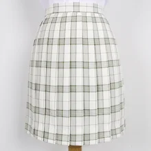 Японская женская бамбуковая зеленая белая клетчатая юбка с высокой талией для девушек, студенток, свободная Harajuku стиль JK, Униформа, плиссированная юбка в консервативном стиле