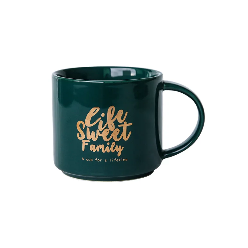 Waliicorners Green gold English letter mug Gold-plated hand-painted Ceramic Mug Coffee Milk Breakfast Cup Cute Porcelain Tea Mugs 13 11333438003_1309884343