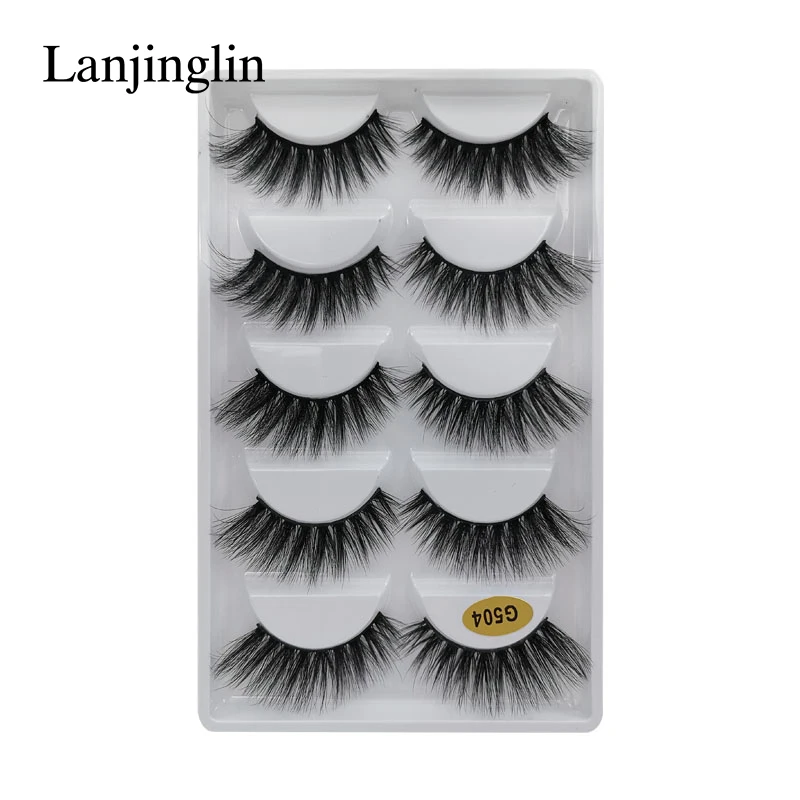 LANJINGLIN 3/5 пар 3D норковые накладные ресницы натуральные длинные wispy макияж