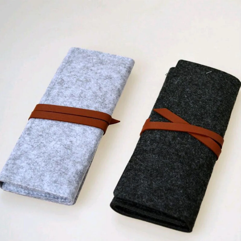 

Portable Roll School Office Supply Pencil Case Felt Cloth Pen Bag for Girls Boys Cute Large Pencil case Box Stationery