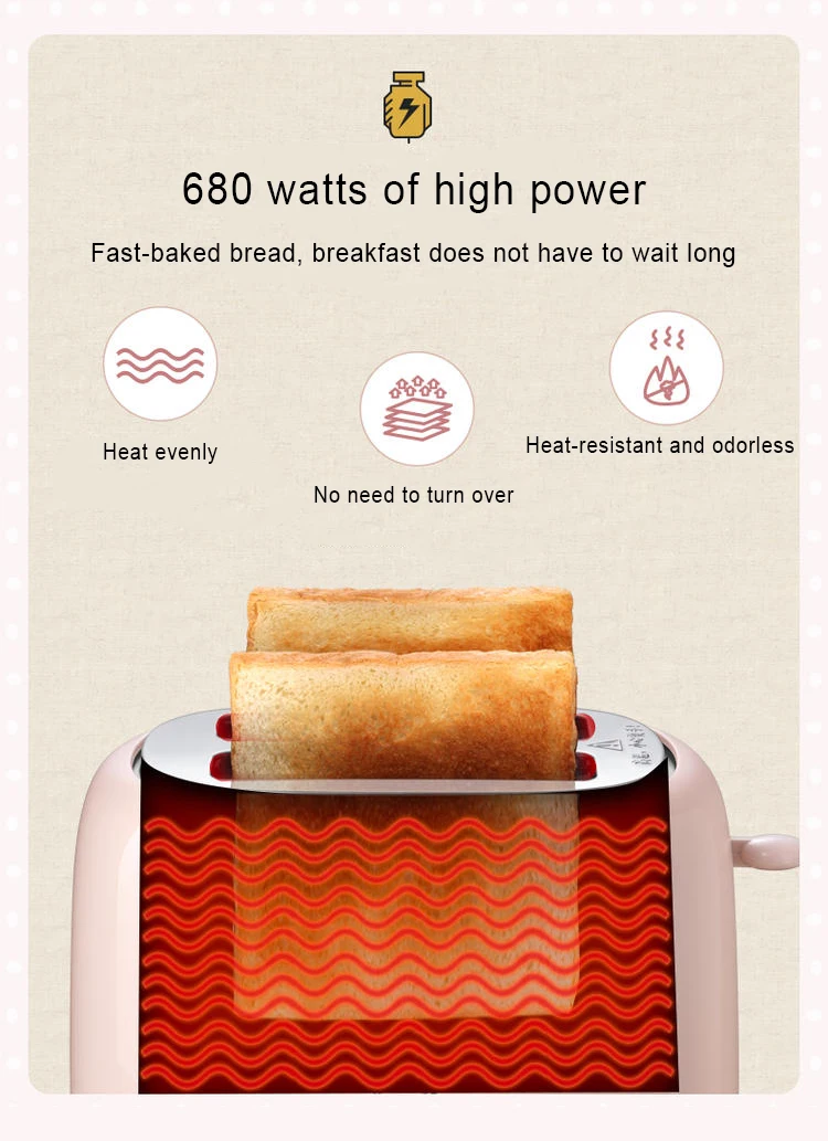 Бытовой тостер с 2 слотами, автоматическая многофункциональная машина для выпечки хлеба, завтрака, 680 Вт, тост, ЕС, США
