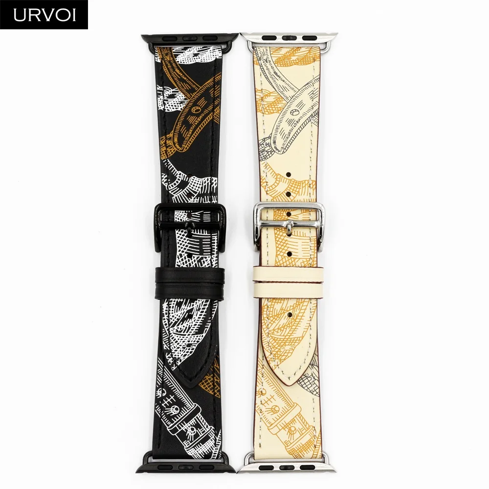 URVOI повторяющийся Печатный одиночный Тур ремешок для Apple Watch серии 5/4 3/2/1 Свифт