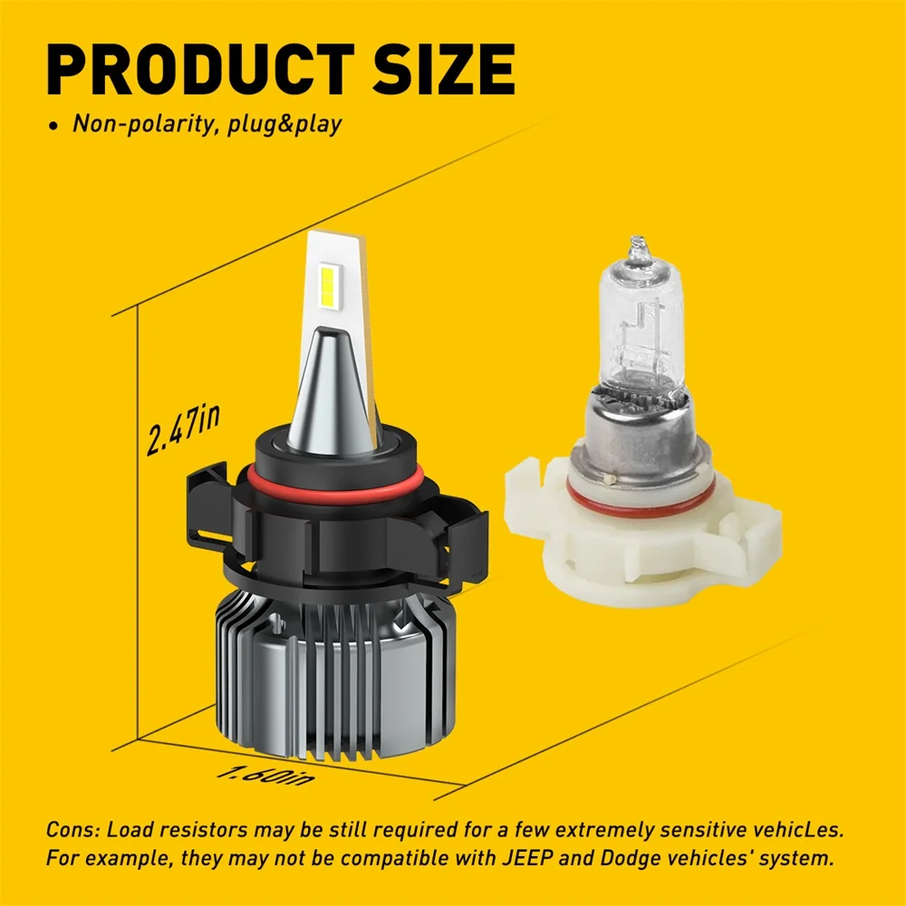 2x PSX24W H16 5202 Super Bright LED Canbus Car Front Driving Lights 12V 24V CSP LED Foglamps Bulb 2000LM 30W Auto Front Fog Lamp