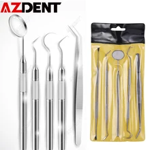 Azdent-Espejo Dental de acero inoxidable, juego de herramientas para la boca, instrumento Dental, herramienta de preparación para dentistas