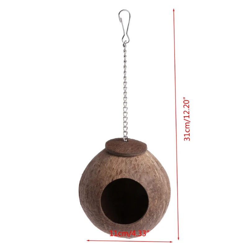 Натуральный кокосовой скорлупы Птичье гнездо домик-клетка игрушка-Кормушка для домашних животных попугай Попугай Cockatiel Conure