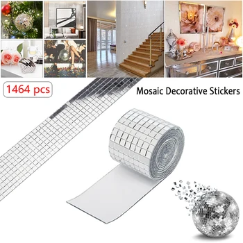 

Self-adhesive Mirror Mosaic Tiles Stickers Mini Square Mirror Tape DIY Craft Decoration Reflective Glass Tiles Home Decor