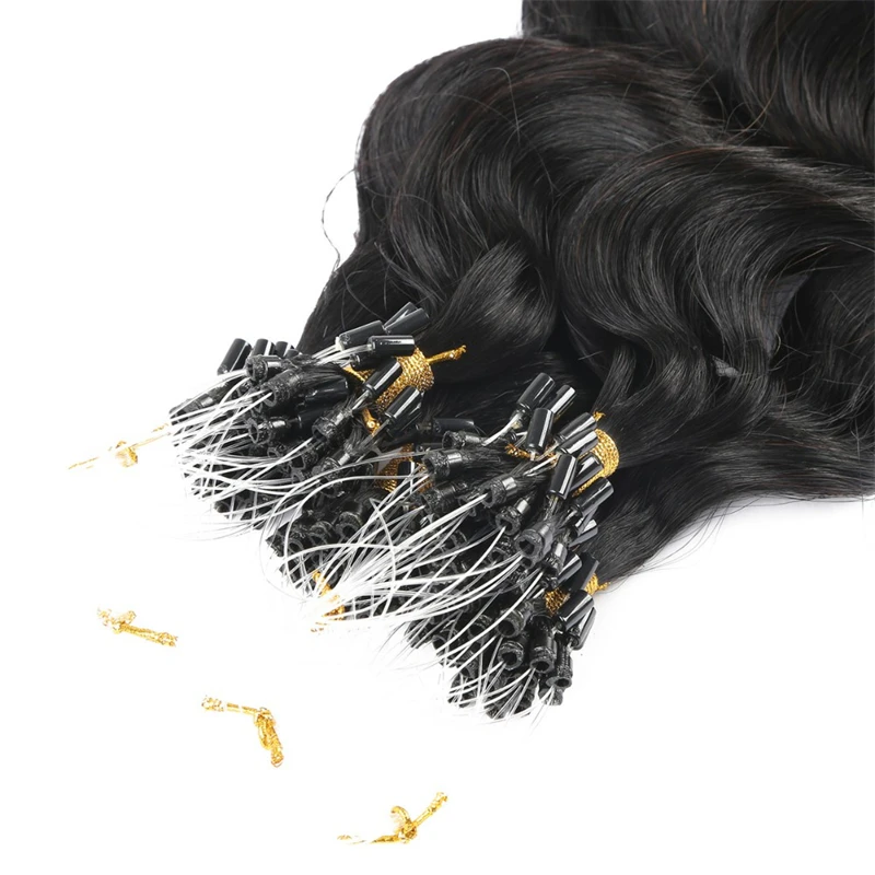 European Deep wave Micro Ring Vrigin Hair Extensions 1g/s #4 #27 Remy Blonde Brown Micro Bead Loop Human Hair Extension