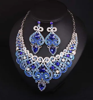 

New Bridal Jewelry Sets Vintage Water Drop Full Crystal Clavicle Chain Necklace and Earrings Set for Woman Party Parure Bijoux