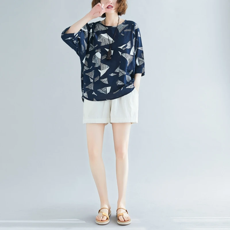 Хорошее качество, женская одежда, новинка, blusas feminina, весна-лето, стиль, корейский топ с геометрическим рисунком, свободная футболка K0534