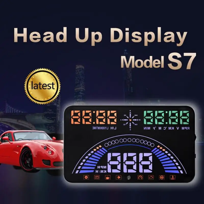 HUD Дисплей на лобовое стекло S7 5,8 дюймов Предупреждение о превышении скорости проектор лобовое стекло авто электронная сигнализация напряжения