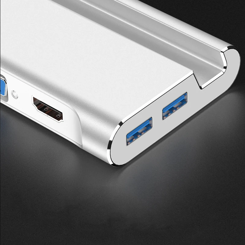 Usb type-c док-станция 7 в 1 с кронштейном для мобильного телефона, многофункциональная быстрая зарядка, портативный usb-хаб, HDMI, VGA интерфейсы