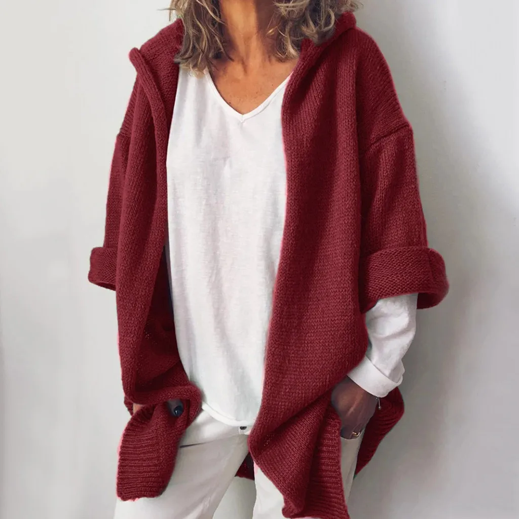 2019 Autumn Winter Long Sleeve Knitwear Cardigan Women Smooth Knitted Sweater Pocket Design Female Jumper Coat Pink#3 |