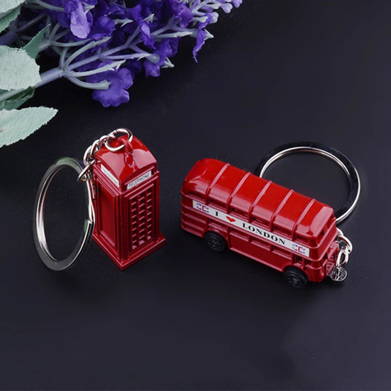 

New London Red Bus Key Chain Post Mail Box Key Holder Telephone booth Charm Pendant Keychain For Men Women Party Gift Key Ring