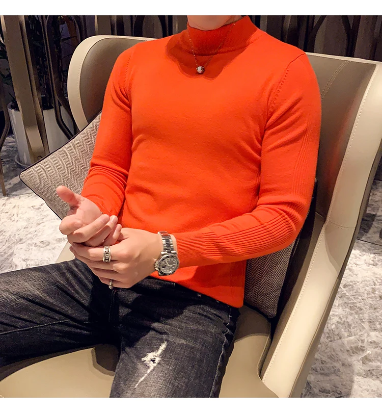 Liketkit, мужские свитера,, мужская повседневная водолазка, однотонный хлопок, тонкая трикотажная одежда, мужские пуловеры для фитнеса, джемпер, осень