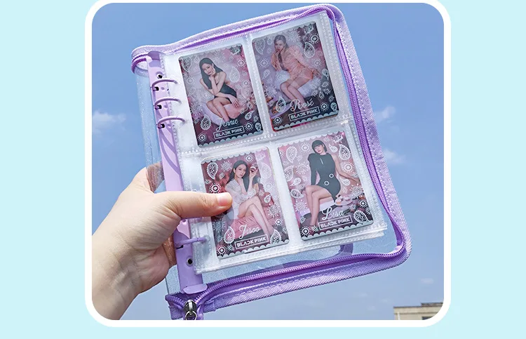 SKYSONIC A5 A6 Zipper Binder Cover-Loose Leaf Organizer Diary-Bullet Transparent PVC Case Photo Organizer Stationery Supplies