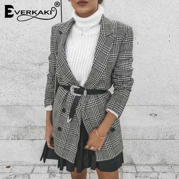 

Everkaki Boho Plaid Print Suit Coat Women Blazers Elegant Ladies Office Coats Suit Blazers Female 2020 Autumn New Fashion