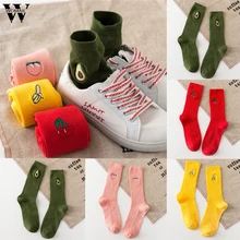 Womail fashion женские Симпатичные Фрукты вышивка высотой до щиколотки спортивные Носки средней трубки фрукты с вышивкой; обувь для спорта и отдыха коттоновые носки