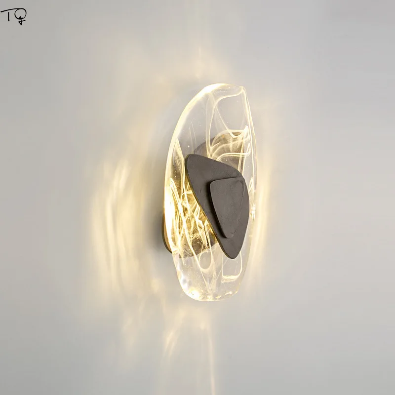 

Modern Designer minimalist Ice Crystal Led Wall Lamp Living Room Bedside Studio Corridor Cafe Art Decor Salon Sconce Wall Lights