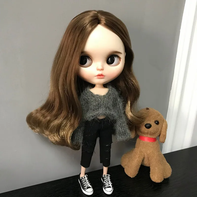 1/6 blyth кукольная одежда Pullip модные кукольные аксессуары свитер+ джинсы с дырками костюм 30 см bjd blyth кукольная одежда для Барби