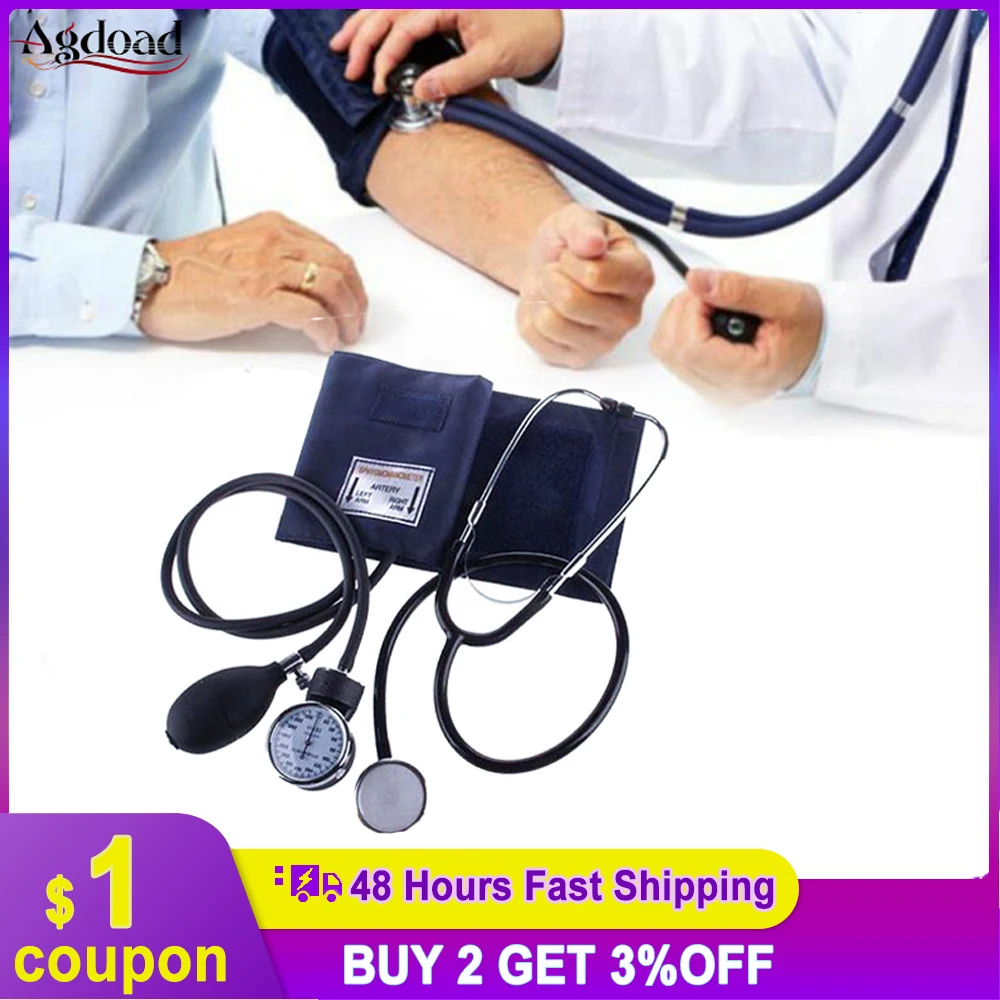 Manual Blood Pressure Monitor With Stethoscope Aneroid Sphygmomano Meter Arm Blood Pressure Meter Kit Doctor Home Use